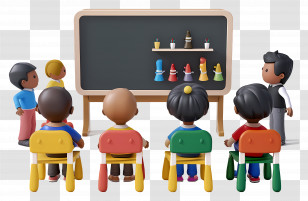 3d School - Colorful Classroom With Students Transparent PNG