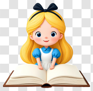 Alice In Wonderland Reading - Curious Blonde Girl Reading Book Transparent PNG