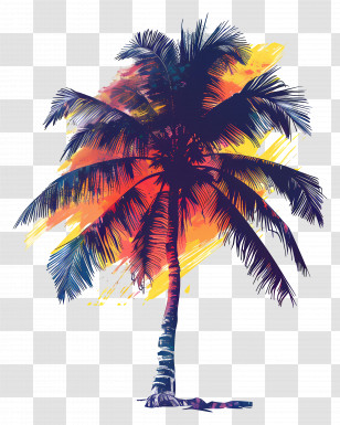 Palm Tree Silhouette - Tropical Coconut Tree Illustration Transparent PNG