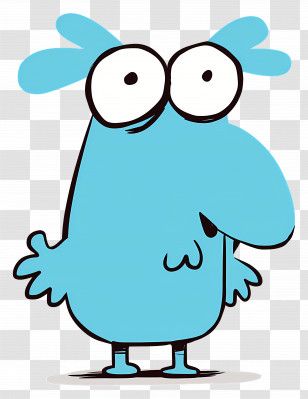 Blue Cartoon Creature - Funny Blue Cartoon Character Illustration Transparent PNG