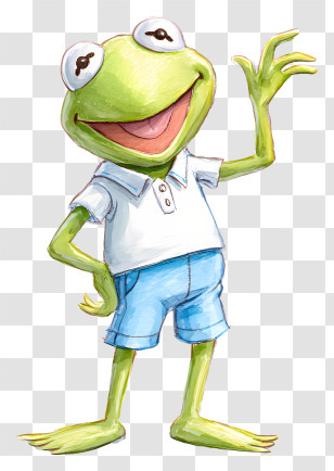 Kermit The Frog - Happy Green Cartoon Frog Transparent PNG