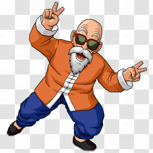 Master Roshi - Old Man With Peace Sign Transparent PNG