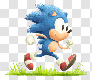 Sonic The Hedgehog Jogging - Running Hedgehog On Grass Transparent PNG