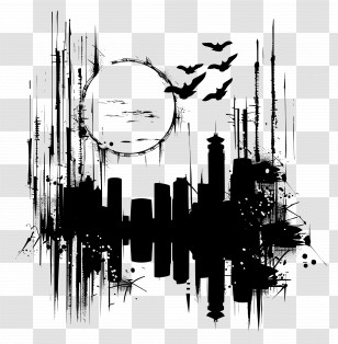City Silhouette - Stylized Urban Skyline Silhouette Art Transparent PNG