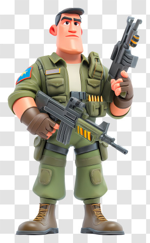Military Man With Weapons - Cartoon Soldier With Weapons Transparent PNG
