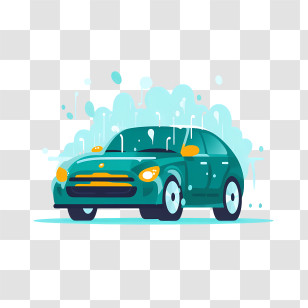 Car Wash - Green Car In Car Wash Transparent PNG