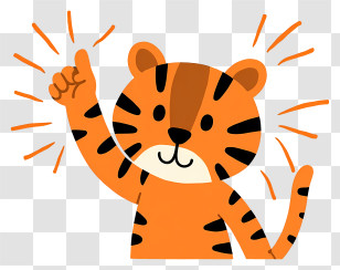 Tiger Thumb Up - Orange Tiger Pointing Up Transparent PNG