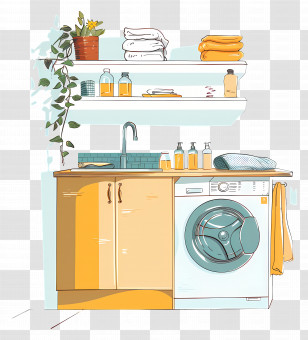 Laundry Room - Stylized Laundry Room Design Transparent PNG