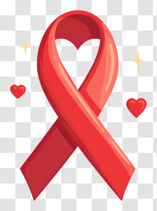Red Ribbon And Heart - Red Awareness Ribbon Heart Transparent PNG