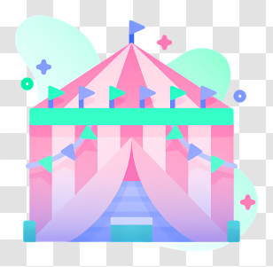 Carnival Circus Tent - Pink Circus Tent With Flags Transparent PNG