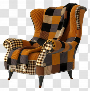 Armchair - Patchwork Armchair With Cozy Design Transparent PNG