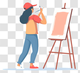 Woman Painting Picture - Artist Painting On Canvas Transparent PNG