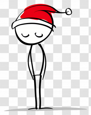 Christmas Stick Figure - Stick Figure With Santa Hat Illustration Transparent PNG