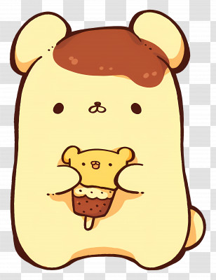 Pompompurin - Cute Yellow Cartoon Animal Holding Plush Transparent PNG