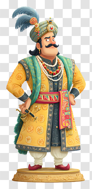 Cartoon King - Royal Figure In Traditional Attire Transparent PNG