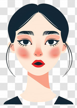 Makeup Woman - Cartoon Face Illustration With Red Lips Transparent PNG
