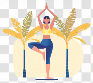Girl Doing Yoga - Woman Practicing Yoga In Tree Pose Transparent PNG