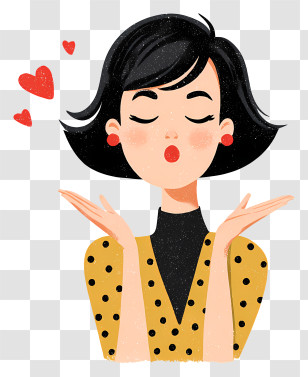Woman Sending A Kiss - Girl Blowing Kisses With Hearts Transparent PNG