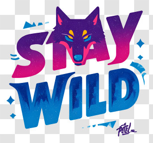 Stay Wild - Stay Wild Purple Wolf Typography Transparent PNG