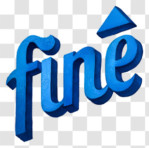 Fine Logo - Blue 'fine' 3D Lettering Transparent PNG