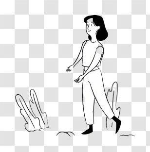 Cartoon - Woman Walking Outdoors Transparent PNG