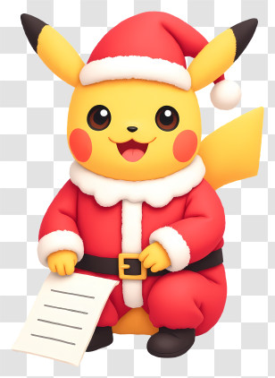 Cute Cartoon Pikachu - Pikachu In Santa Suit Transparent PNG
