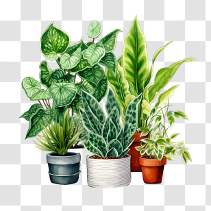 Houseplant Appreciation Day - Illustration Of Potted Houseplants In Various Pots Transparent PNG