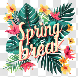 Spring Break - Spring Break Floral And Tropical Design Transparent PNG