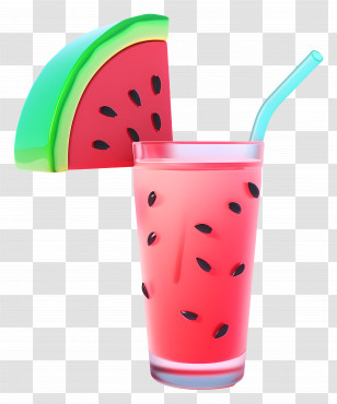 3d Juice - Refreshing Watermelon Drink With Straw Transparent PNG