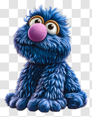 Sesame Character - Blue Furry Monster With Pink Nose Transparent PNG