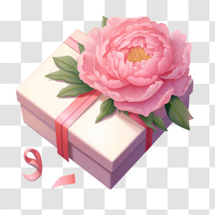 Pink Gift Box - Gift Box With Pink Flower Transparent PNG