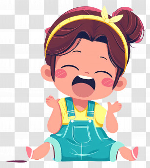 Cartoon Little Girl - Happy And Playful Child Illustration Transparent PNG