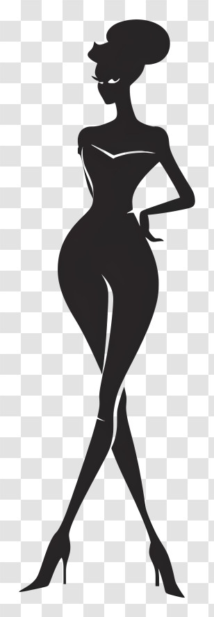 Barbie Silhouette - Elegant Woman Silhouette In Fashion Pose Transparent PNG