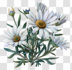 Transvaal Daisy - Vintage Botanical Artwork Of Daisies Transparent PNG