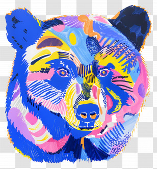 Blue Bear - Colorful Artistic Bear Transparent PNG