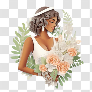 Wedding Dress
 - Beautiful Bride Illustration With Flowers Transparent PNG