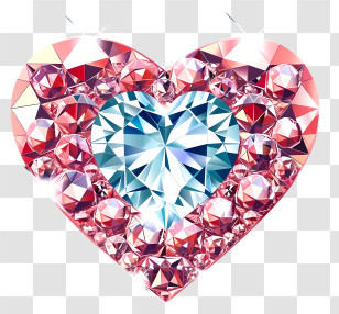 Minimalized Flat Vector Illustrate - Sparkling Heart-Shaped Jewel Art Transparent PNG