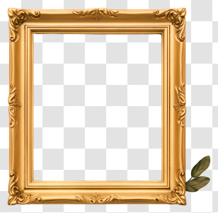 Gold Framed Image - Golden Decorative Frame With Leaf Details Transparent PNG