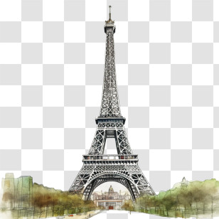 Eiffel Tower - Watercolor Eiffel Tower Artwork Transparent PNG