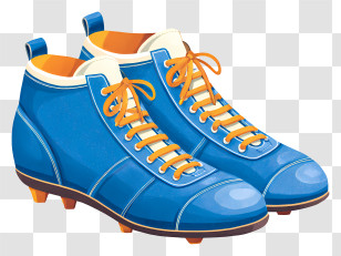 Blue Football Boots - Blue Sports Shoes With Orange Laces Transparent PNG
