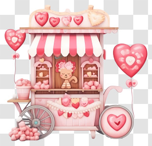 Pastel Valentines Day Romantic Stall - Cute Pink Candy Cart Transparent PNG