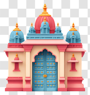 Indian Temple Gate - Colorful Mini Temple Illustration Transparent PNG
