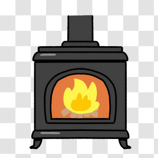 Cartoon - Wood Stove With Fire Transparent PNG