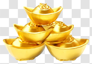 Chinese Gold Ingots - Golden Ingots Symbolizing Wealth And Prosperity Transparent PNG