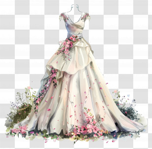 Aline Wedding Dress - Floral Wedding Gown With Elegant Details Transparent PNG