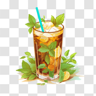 Ice Tea - Refreshing Lemon Iced Tea With Mint Transparent PNG