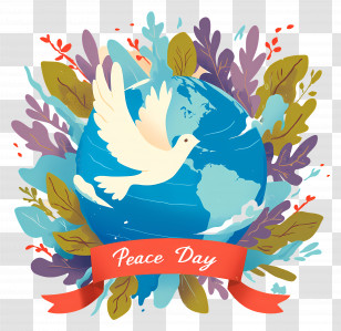 World Day Of Peace - Peace Day Illustration With Dove And Earth Transparent PNG