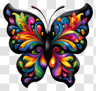 Kaleidoscopic Art - Vibrant Ornate Butterfly Transparent PNG