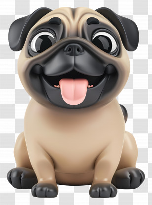 3d Dog - Cute Cartoon Illustration Of A Pug Dog Transparent PNG