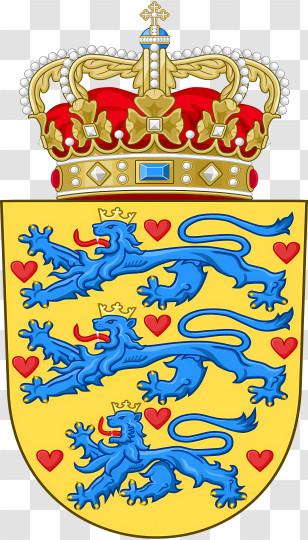 Danish Defence - Royal Coat Of Arms With Crown And Lions Transparent PNG